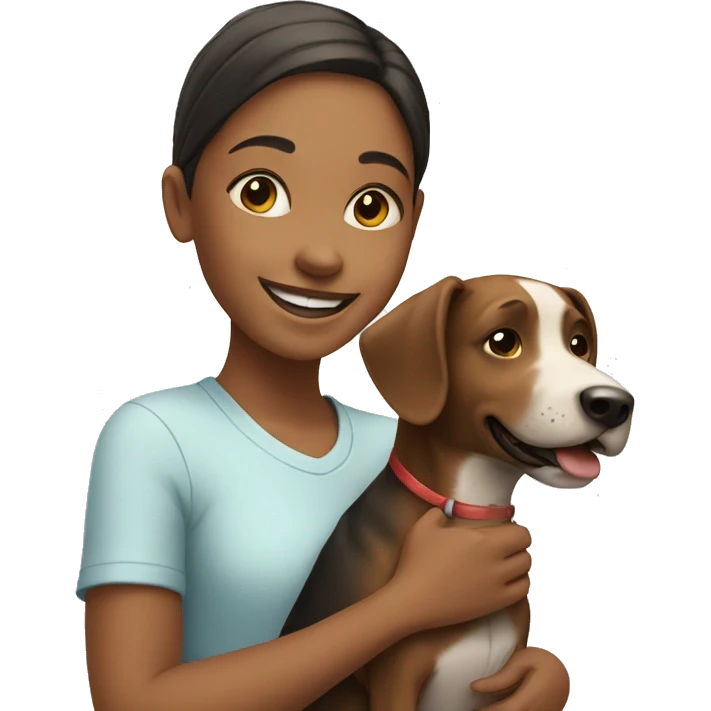 smiling girl with dog emoji
