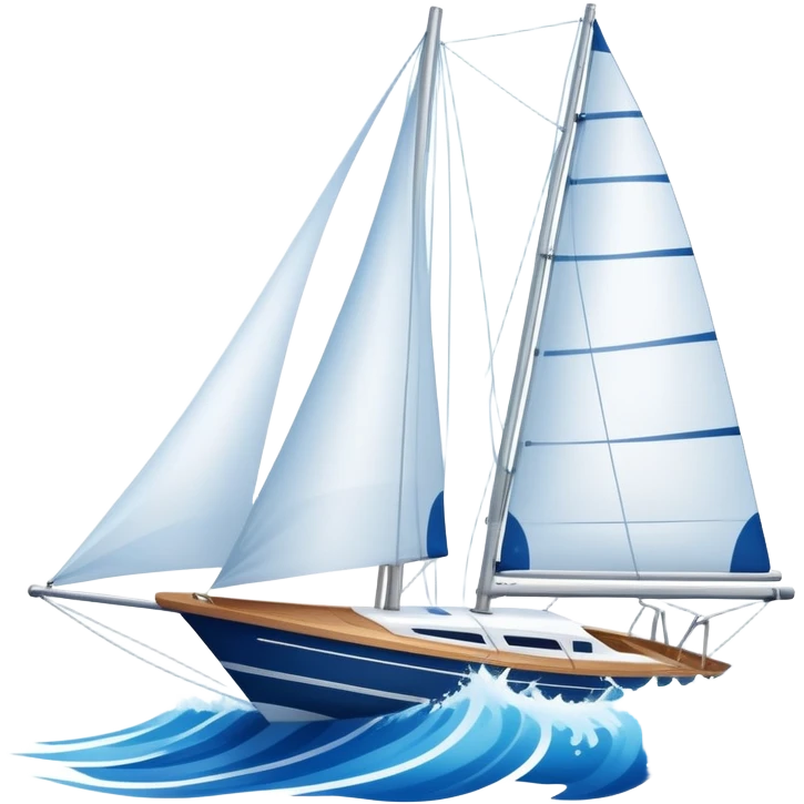 An icon featuring a sleek sailboat with billowing sails cutting through the waves. The design includes the boat's mast, a wind-filled sail, and water splashes, symbolizing the thrill and skill of sailing. Transparent background highlights the elegance and power of wind-driven sports. emoji