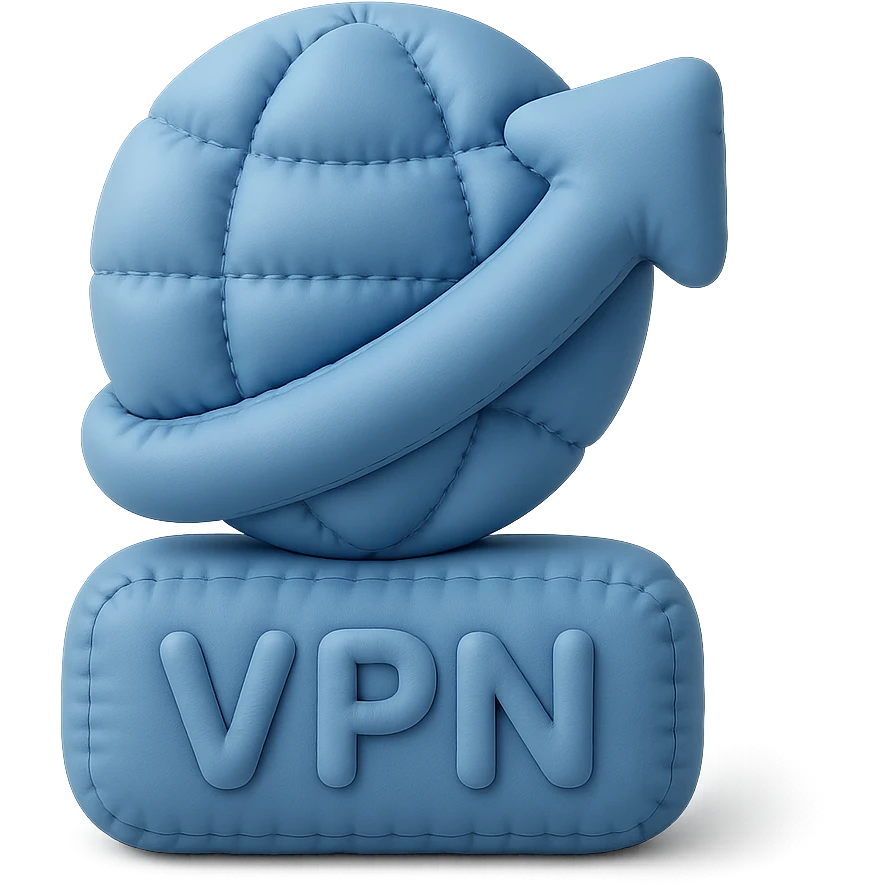 VPN icon with a globe, an arrow, and a connection network, playful 3D style emoji