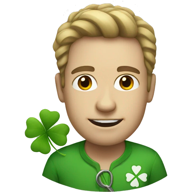 white man with four leaf clover emoji