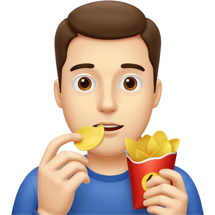 Man eating potato chips emoji