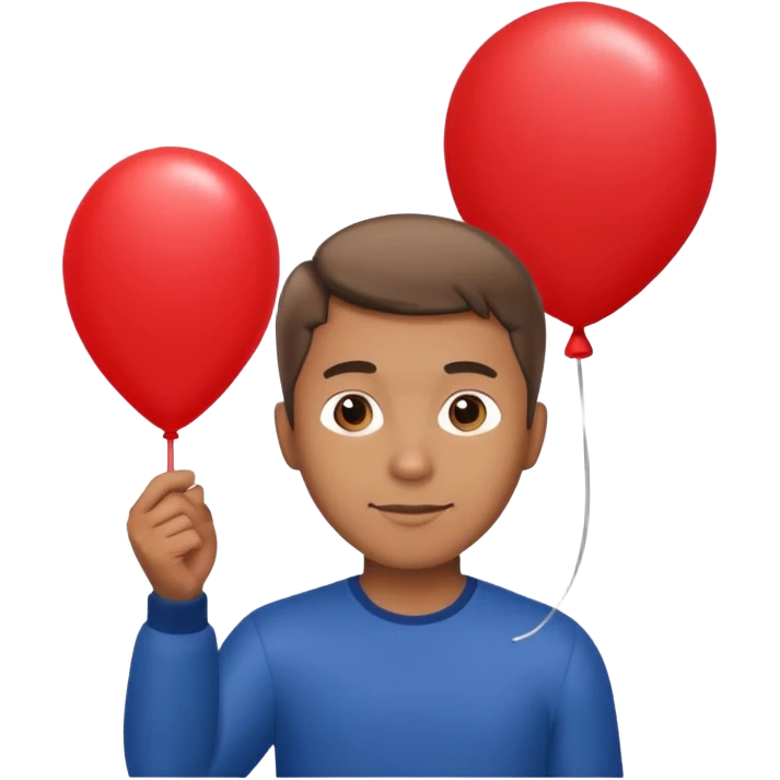 Man holding red balloon emoji