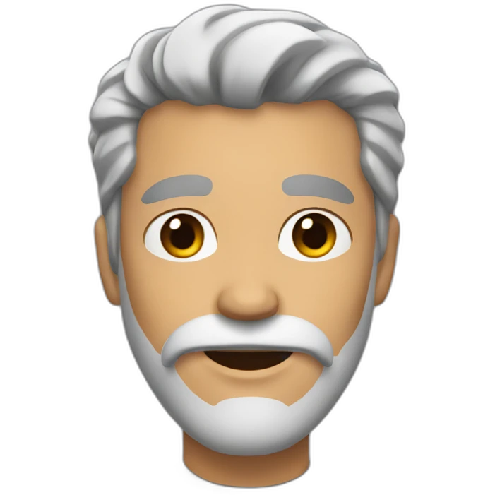 face with a beard, black hair with gray hair emoji