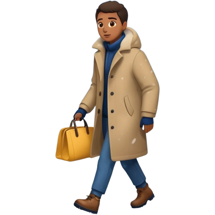 بارش برف زیاد که یک نفر در زیر آن در حال قدم زدن است emoji