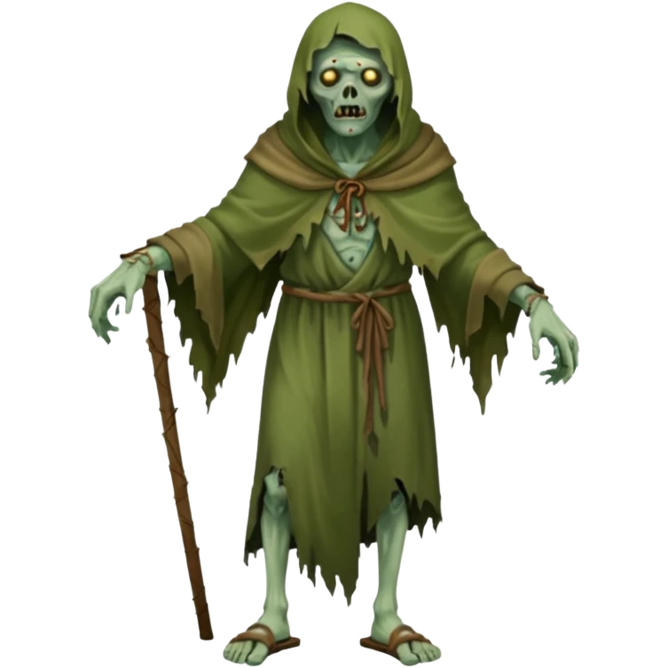 fullbody zombie leper with ancient sandals and ragged cloak emoji