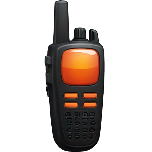black walkie talkie with red-orange button on side emoji