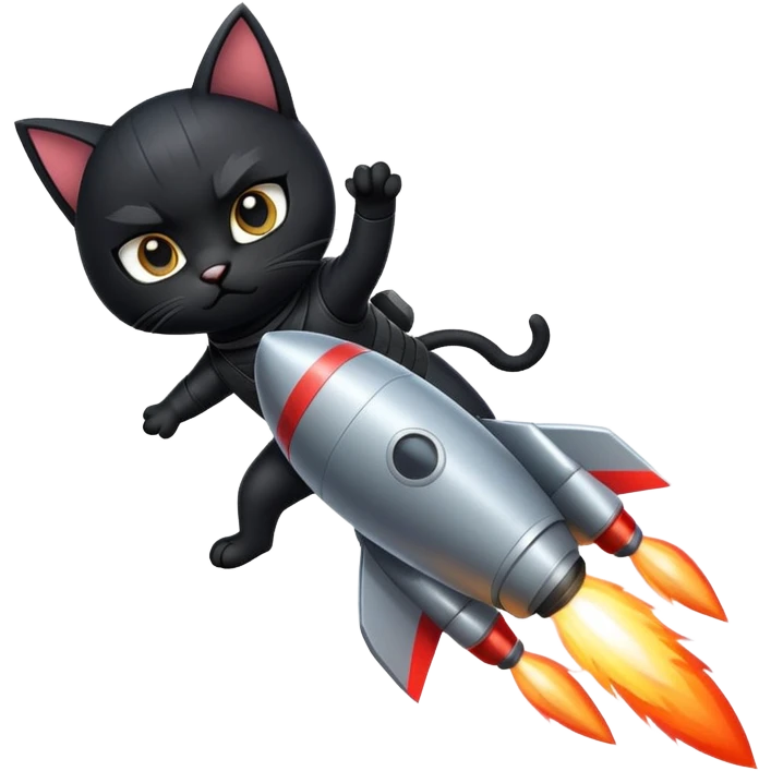 ninja cat piloting a rocket emoji