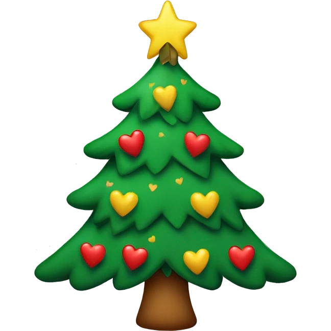 Christmas tree with hearts emoji