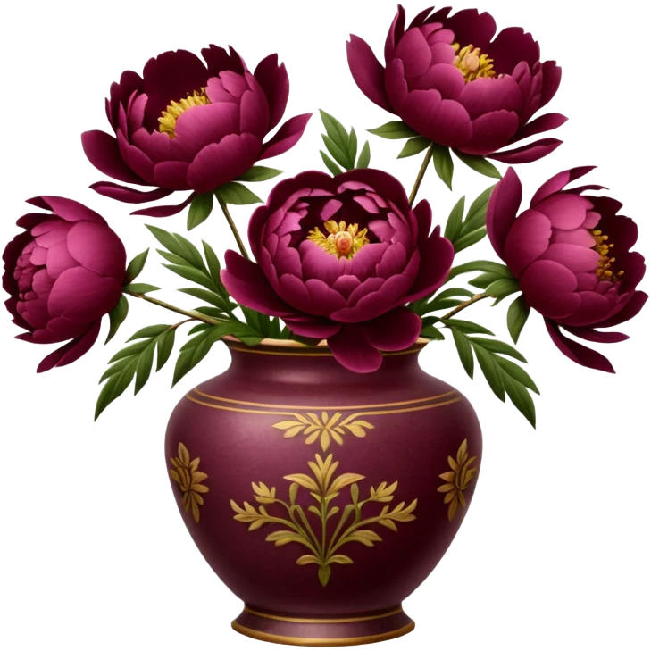 burgundy peonies in a vintage vase emoji