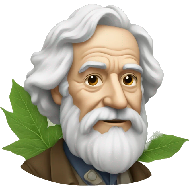 Walt Whitman with leaves of plants emoji