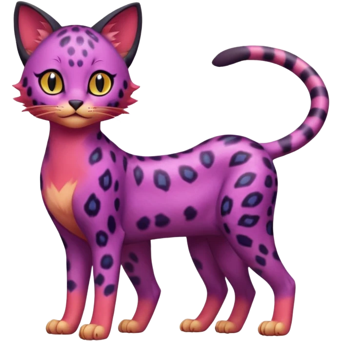 Gradients-colored realistic elegant lanky feminine cute pretty  Liepard-Purrloin-Litten-Sprigatito-Pokémon-fusion-creature (full body) emoji