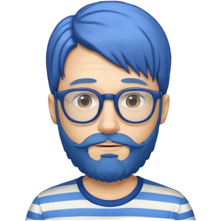blue long hair glasses man with beard and striped shirt emoji