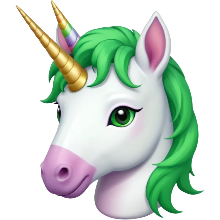 unicorn with green hair and earrings emoji