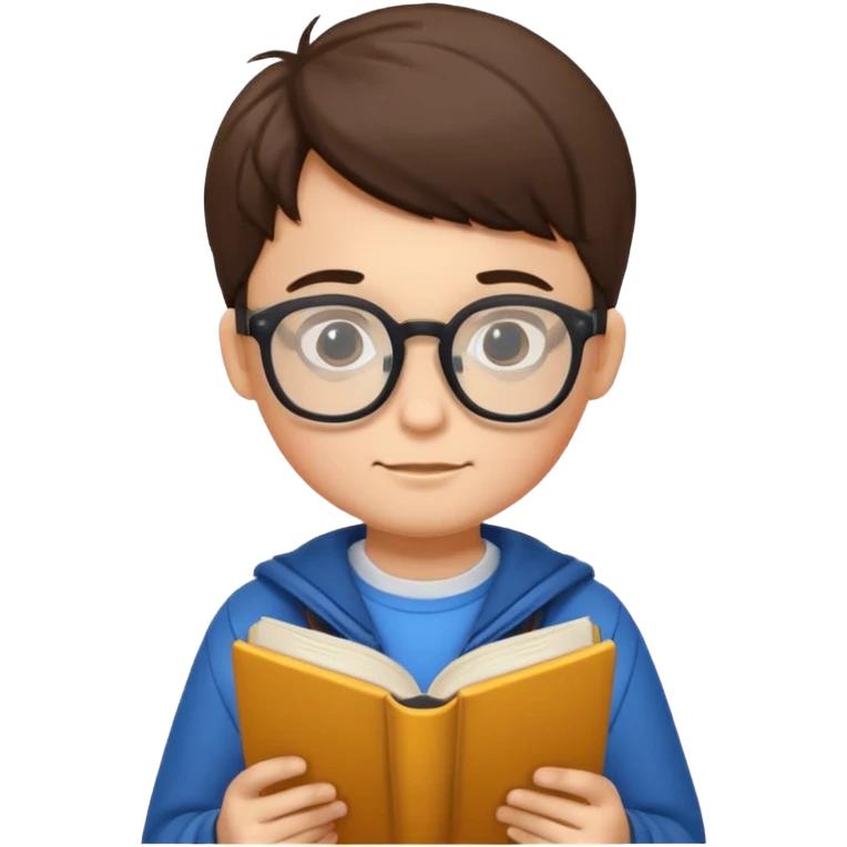 Boy wearing specs and reading books emoji