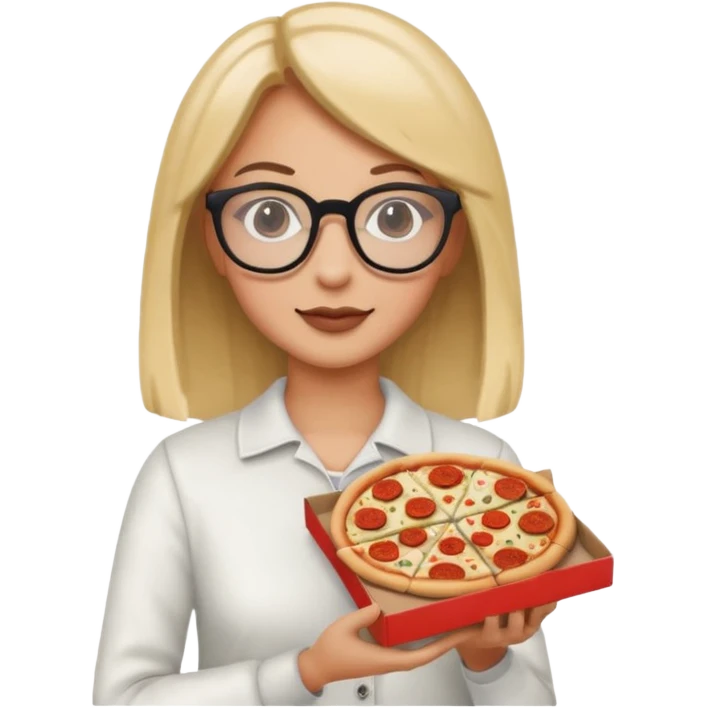 pizza take-out with glassess and long lashes emoji