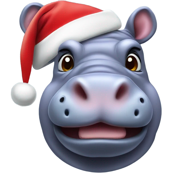 Hippo with a Santa hat  emoji