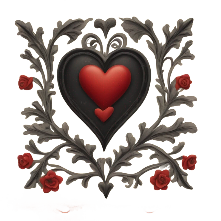 vintage valentine’s day card black red emoji