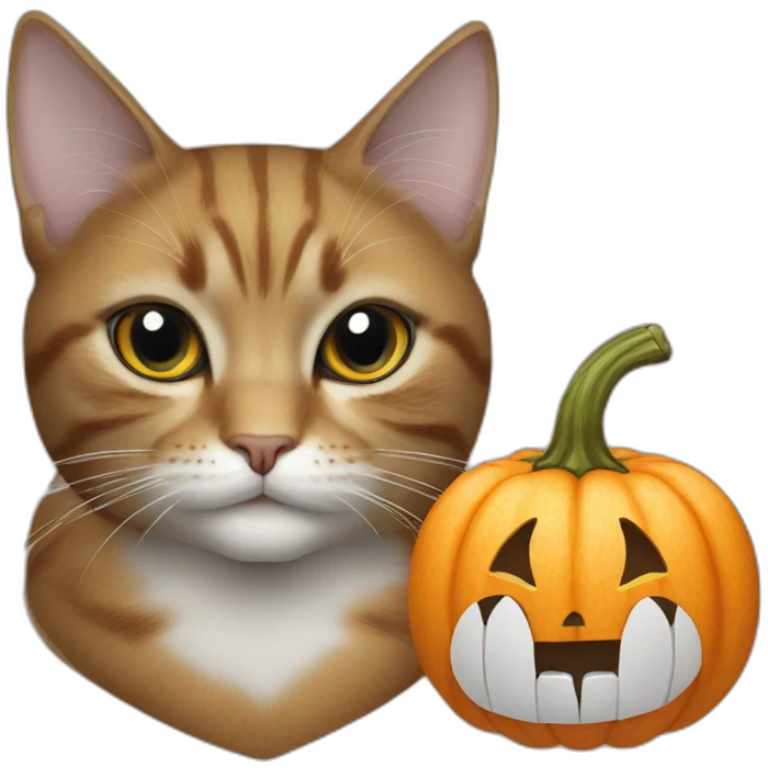 cat whit a nife and a pumpkin emoji