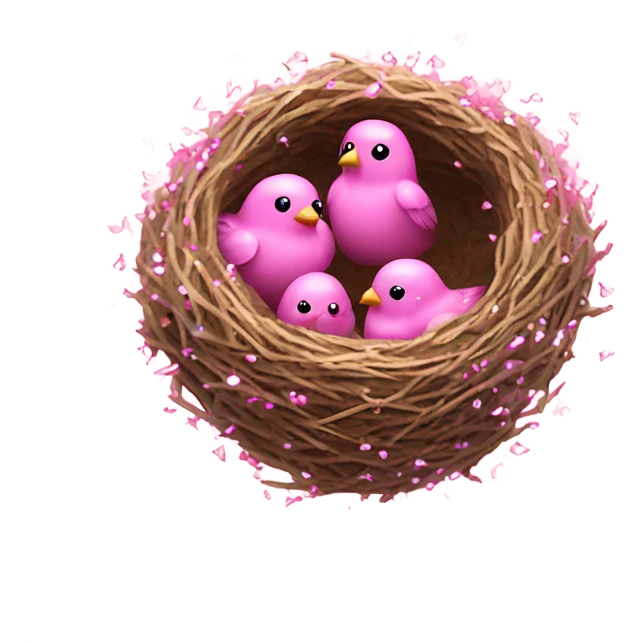 Pink birds nest with glitter emoji