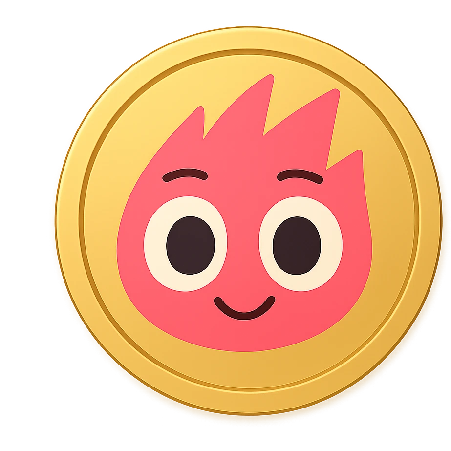 Create an emoji style gold token with a simple rim, featuring only the mascot head from the provided image. The design should have minimal details, no shadows, and be centered on a transparent background. The mascot head should be as in the reference image, but with a slightly rounder face, styled to look like an emoji gold token with a simple rim. emoji