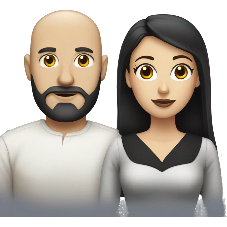 Bald white man with black beard  and white woman with dark hair in dress attire  emoji