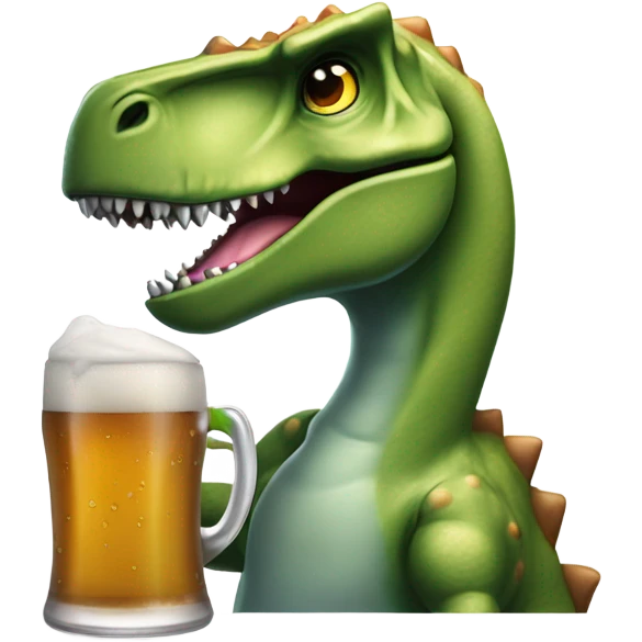 dinosaur drinking beer emoji