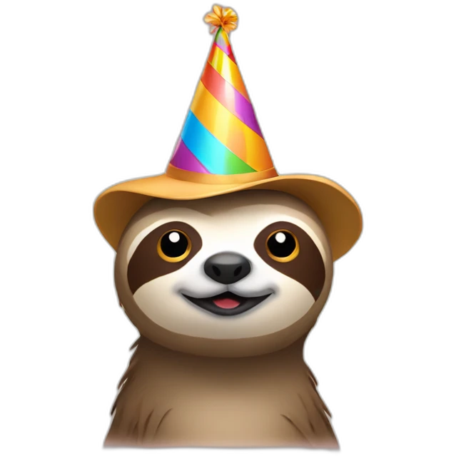 Sloth with a birthday hat emoji