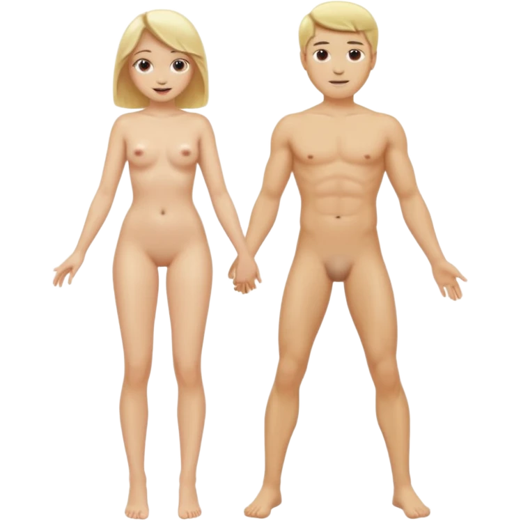 Naked blonde woman with legs spread and naked blonde man with legs spread emoji