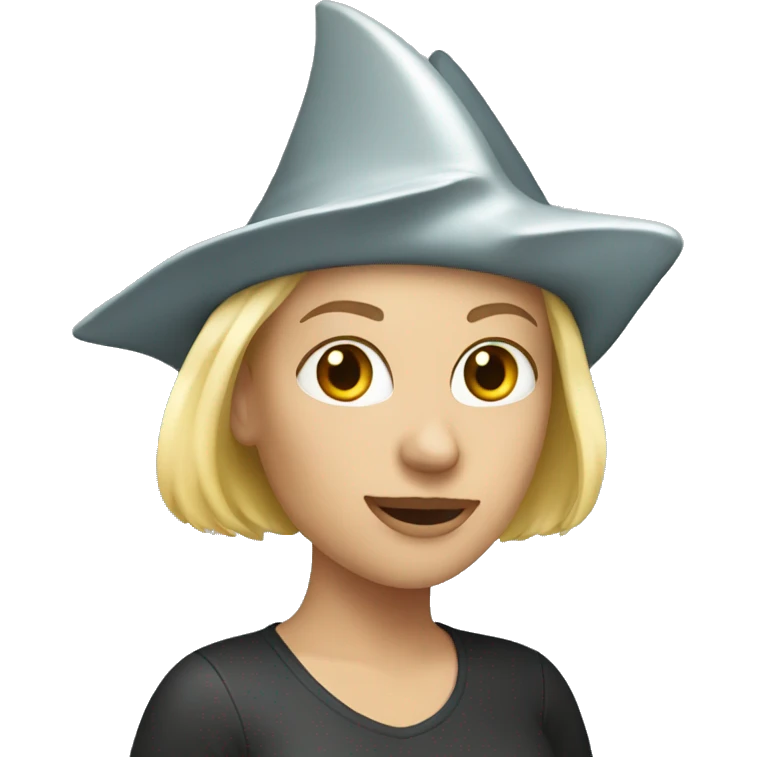 Blond woman with shark hat emoji