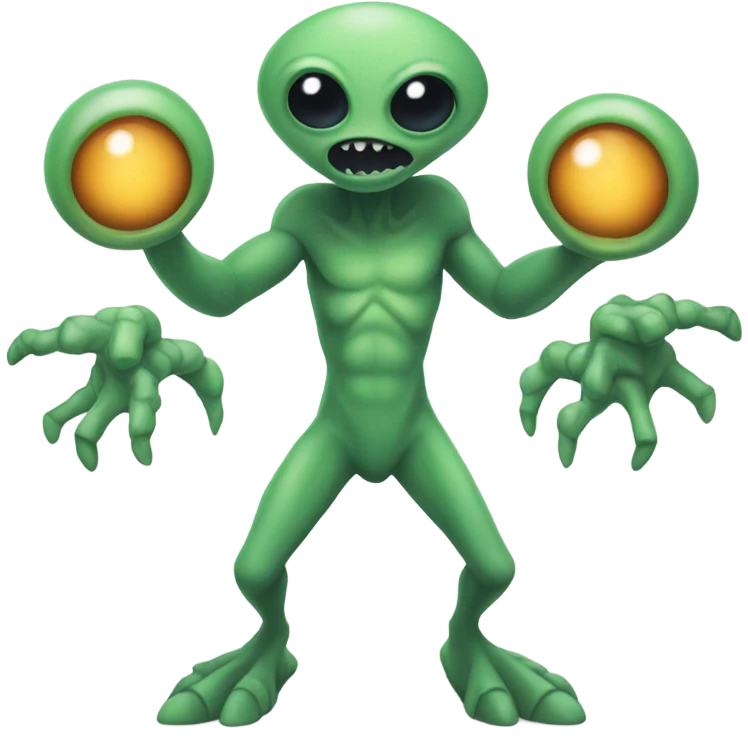 An alien with 6 arms and 5 eyes and 3 tails  emoji