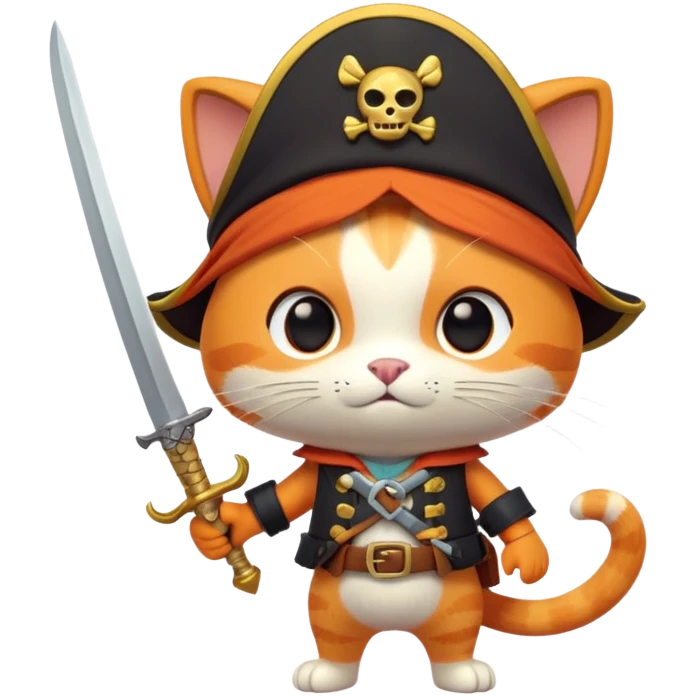 Kwazii from Octonauts, adventurous orange cat pirate holding a sword emoji