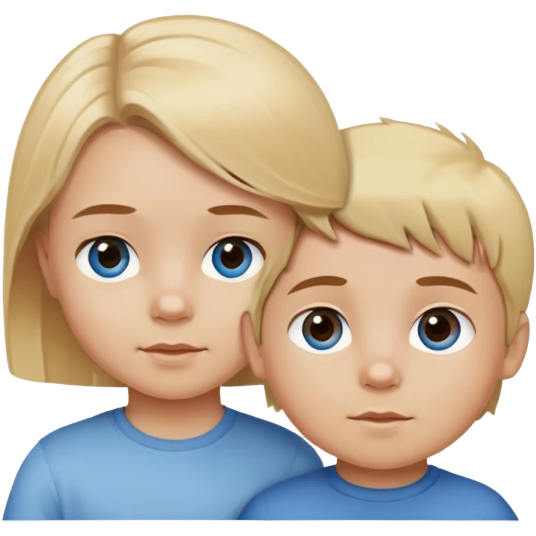 blonde toddler blue eyed with brother brown eyes brown hair emoji