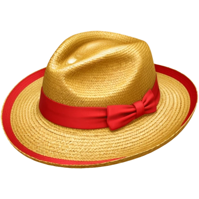 Sombrero de paja con una tira roja en la parte central sin ninguna soporte emoji