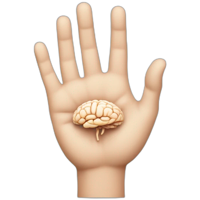 Hand with brain emoji