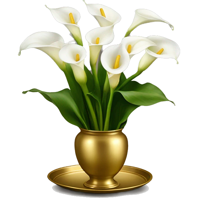 realistic calla lilies on a golden tray emoji