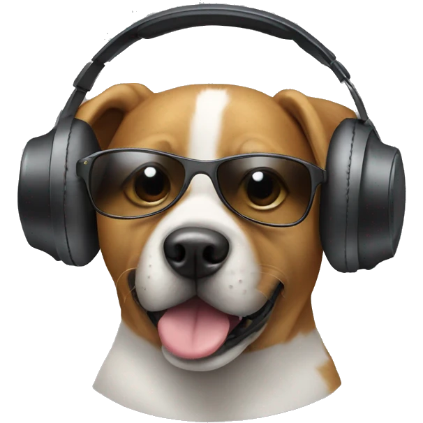 Dog with headphones and sunglasses emoji