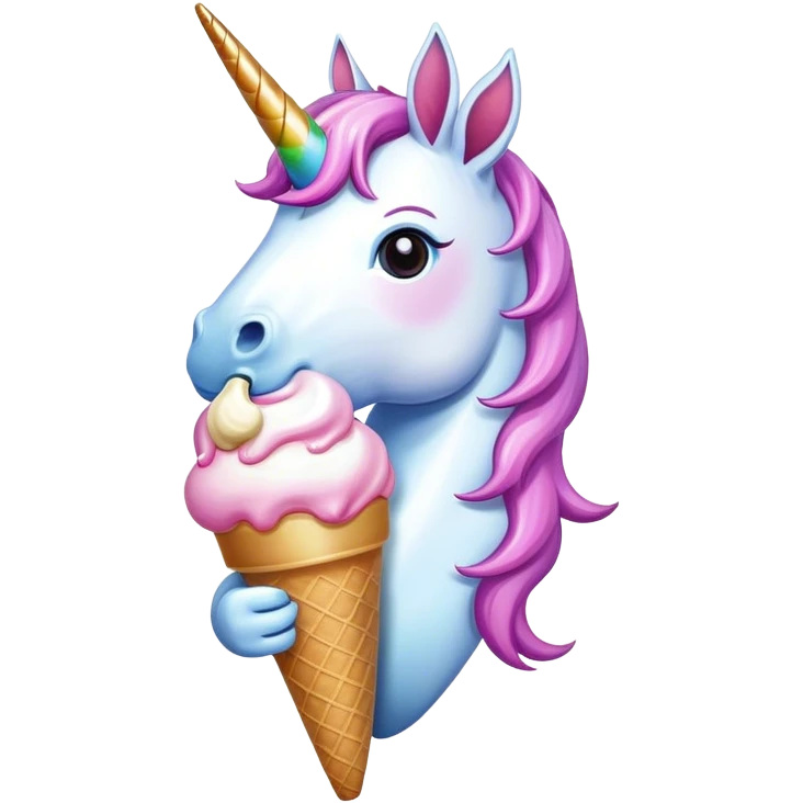Unicorn eating ice cream  emoji