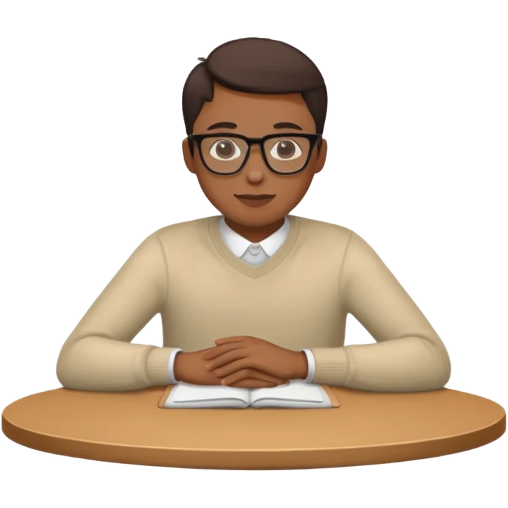 uma pessoa sentada em uma mesa emoji