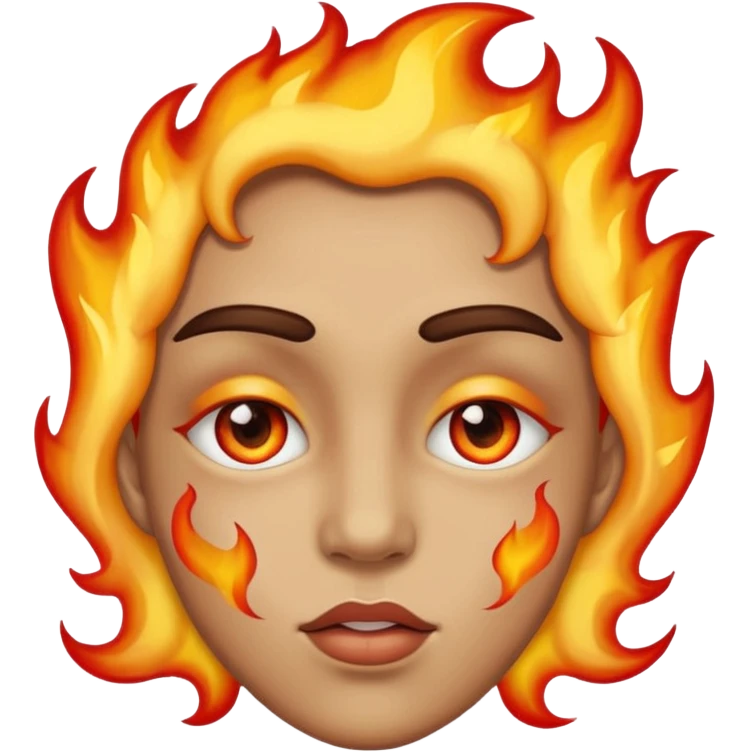 Tête avec des flammes les yeux et des bisous sur la joue emoji