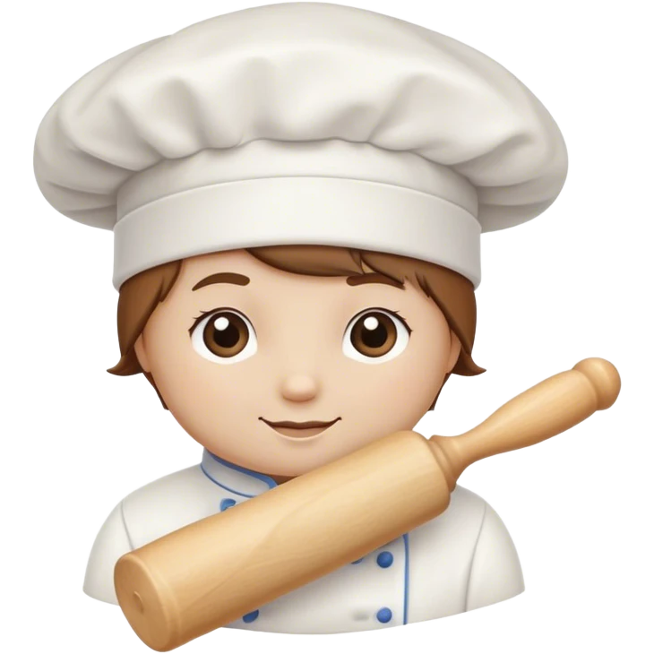 Cinematic Realistic Chef Hat & Rolling Pin, crisp white cotton hat with soft folds, resting beside a classic wooden rolling pin with smooth, polished curves, a light dusting of flour adding authenticity, warm kitchen lighting casting gentle shadows, glowing with a cozy and inviting charm. emoji