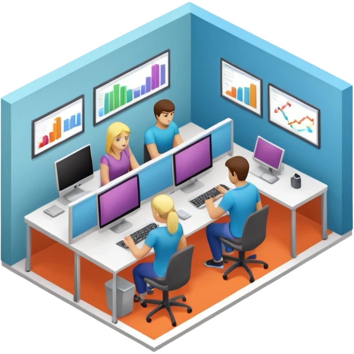 office room of programmers isometric emoji