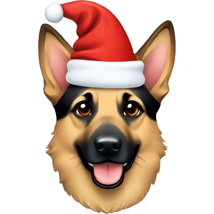 German shepherd with Santa hat emoji