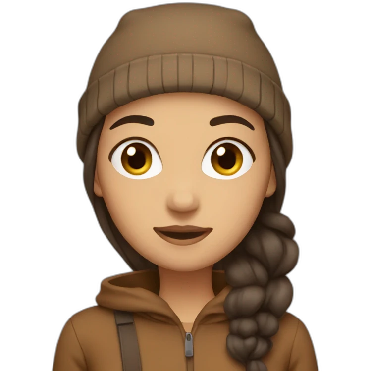 Woman with brown clothes and beanie emoji