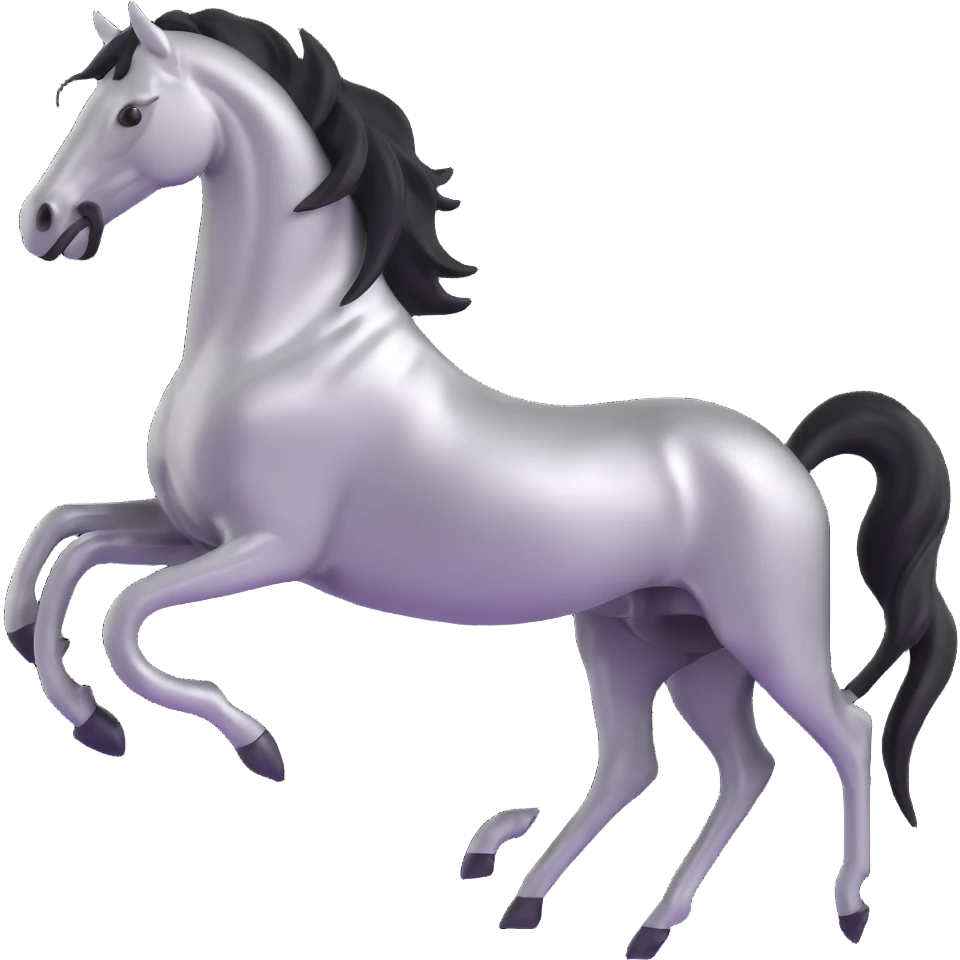 silver metal chrome spirit horse running, magical emoji