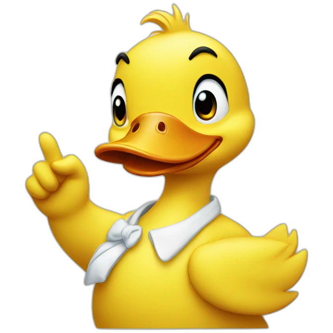 Yellow Duck with finger pointing at me  emoji