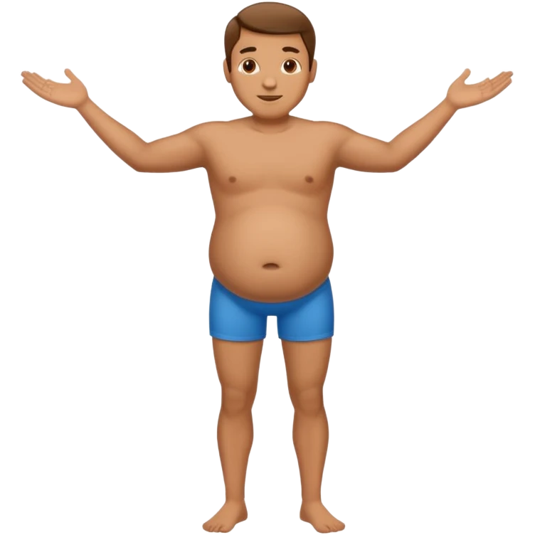 a man with thin arm and leg but the belly is big emoji