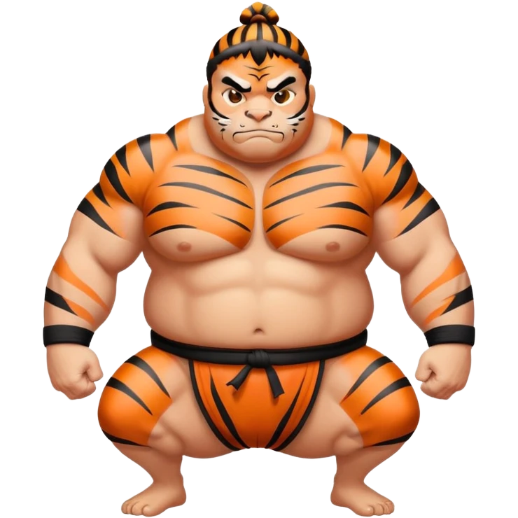 Tiger sumo wrestler with topknot emoji