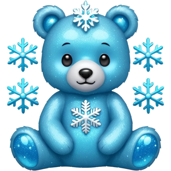 glitter bear with cyan snowflake emoji