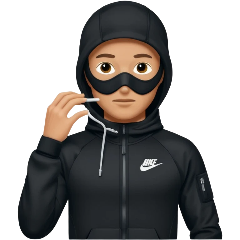 White person wearing a Nike Tex with hood and ski mask co all black and https://encrypted-tbn0.gstatic.com/images?q=tbn:ANd9GcTQEV3H5Fpq8Dp-ki2RTwgbdHqMsKZzDtarA9ywqiFzKVKjxdLc5Fq9yDOax7-XC4trueI2pFuItpqM_TVrGODdDG5la_rbm9lB8utSLKXm&s=10 emoji