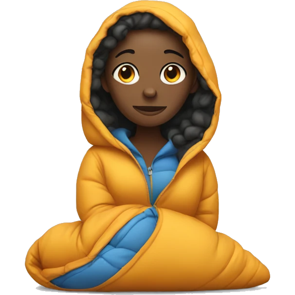 Black girl in sleeping bag full body emoji
